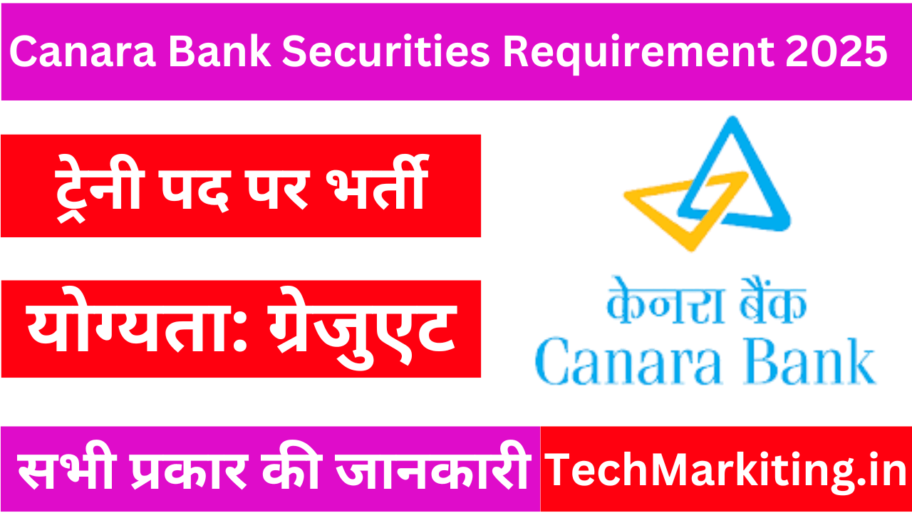 Canara Bank Securities Requirement 2025